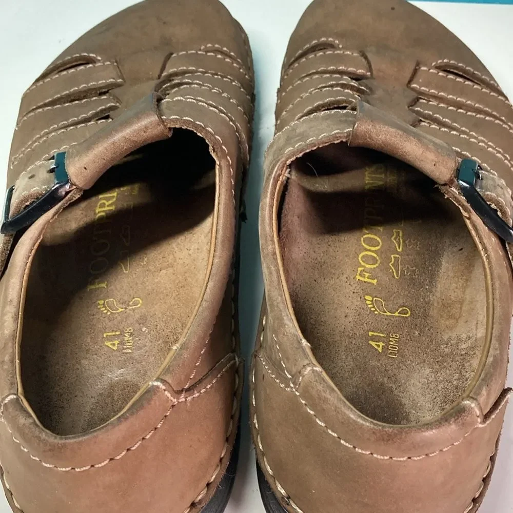 Birkenstock Footprints Classic Fisherman Sandal 41 Men 8 Women 10 Brown Leather